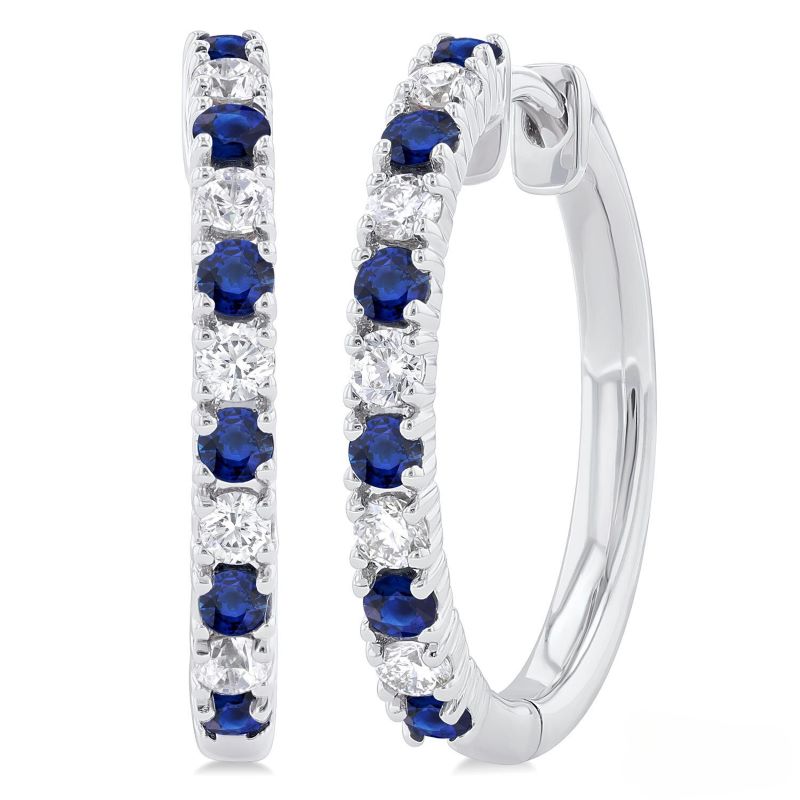 Sapphire / Diamond Hoop Earrings